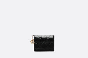 Mini Lady Dior Wallet • Black Patent Cannage Calfskin