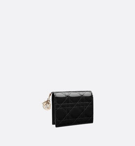Mini Lady Dior Wallet • Black Patent Cannage Calfskin
