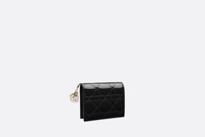Mini Lady Dior Wallet • Black Patent Cannage Calfskin