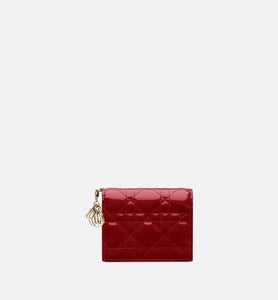 Mini Lady Dior Wallet • Cherry Red Patent Cannage Calfskin