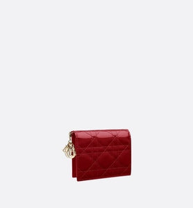 Mini Lady Dior Wallet • Cherry Red Patent Cannage Calfskin