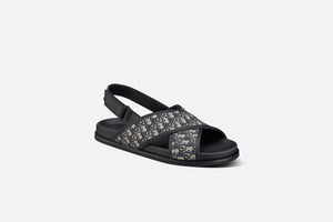 Sandal • Blue Calfskin and Dior Oblique Canvas