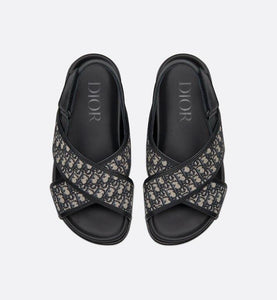 Sandal • Blue Calfskin and Dior Oblique Canvas