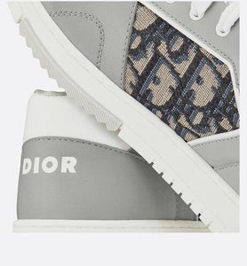 B27 Low-Top Sneaker • Gray and White Smooth Calfskin with Beige and Black Dior Oblique Jacquard