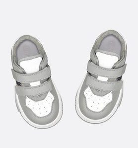 B27 Low-Top Sneaker • Gray and White Smooth Calfskin with Beige and Black Dior Oblique Jacquard