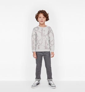 Sweater • Gray Wool and Cashmere Tricot Knit with Dior Oblique Print