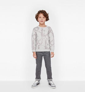 Sweater • Gray Wool and Cashmere Tricot Knit with Dior Oblique Print
