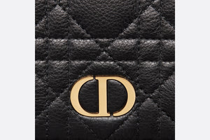 Dior Caro Compact Zipped Wallet • Black Supple Cannage Calfskin