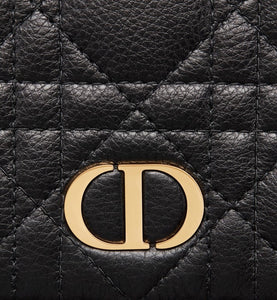 Dior Caro Compact Zipped Wallet • Black Supple Cannage Calfskin