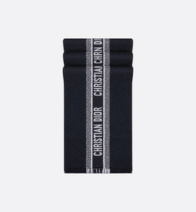 Dior Oblique University Reversible Scarf • Navy Blue Wool and Silk