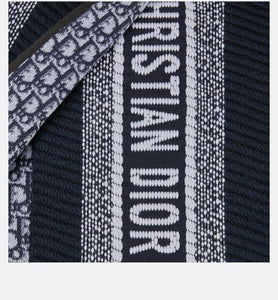 Dior Oblique University Reversible Scarf • Navy Blue Wool and Silk