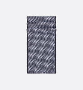 Dior Oblique University Reversible Scarf • Navy Blue Wool and Silk