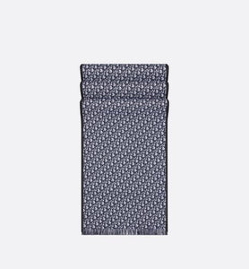 Dior Oblique University Reversible Scarf • Navy Blue Wool and Silk