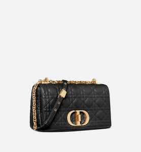 Medium Dior Caro Bag • Black Supple Cannage Calfskin