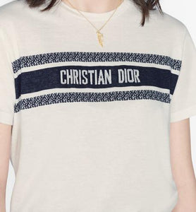 Dioriviera T-Shirt • White and Navy Blue Cotton Jersey