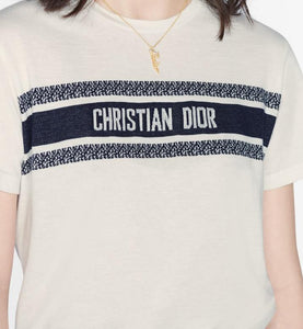 Dioriviera T-Shirt • White and Navy Blue Cotton Jersey