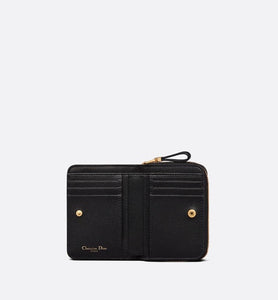Dior Caro Compact Zipped Wallet • Black Supple Cannage Calfskin