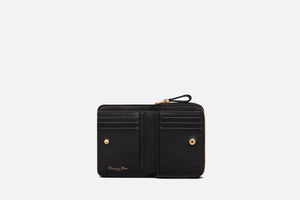 Dior Caro Compact Zipped Wallet • Black Supple Cannage Calfskin