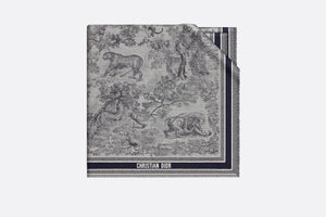 Toile de Jouy Shawl  • Ivory and Blue Wool, Silk and Cotton