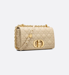 Medium Dior Caro Bag • Beige Supple Cannage Calfskin