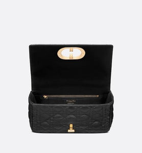 Medium Dior Caro Bag • Black Supple Cannage Calfskin
