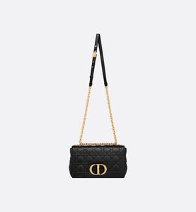Medium Dior Caro Bag • Black Supple Cannage Calfskin