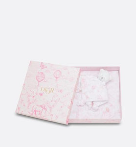 Toile de Jouy Newborn Gift Set • Pale Pink and White Muslin, Interlock and Cotton Velvet
