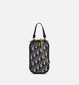 30 Montaigne Phone Holder • Blue Dior Oblique Jacquard