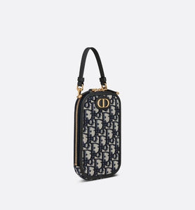 30 Montaigne Phone Holder • Blue Dior Oblique Jacquard