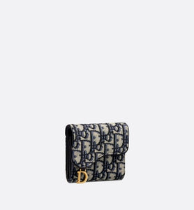 Saddle Lotus Wallet • Blue Dior Oblique Jacquard