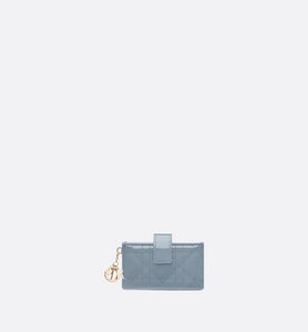 Lady Dior 5-Gusset Card Holder • Sky Blue Patent Cannage Calfskin