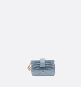 Lady Dior 5-Gusset Card Holder • Sky Blue Patent Cannage Calfskin