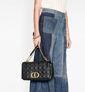 Large Dior Caro Bag • Gray Supple Cannage Calfskin