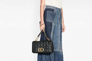 Large Dior Caro Bag • Gray Supple Cannage Calfskin