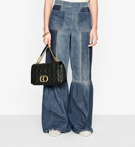 Large Dior Caro Bag • Gray Supple Cannage Calfskin