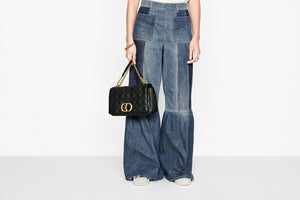 Large Dior Caro Bag • Gray Supple Cannage Calfskin