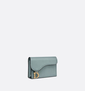Saddle Flap Card Holder • Cloud Blue Goatskin