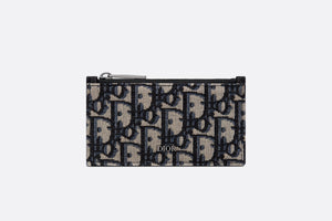 Zipped Card Holder • Beige and Black Dior Oblique Jacquard