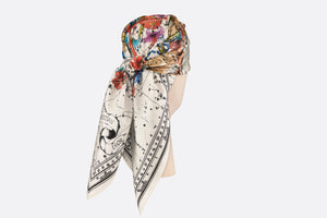 Dior Zodiac Square Scarf • White Silk Twill