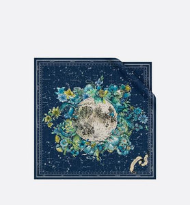 Dior Zodiac Square Scarf • Navy Blue Silk Twill