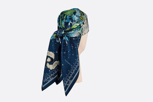 Dior Zodiac Square Scarf • Navy Blue Silk Twill