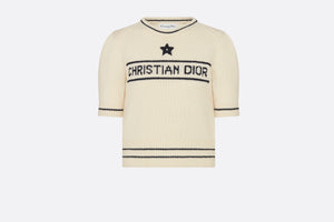 'CHRISTIAN DIOR' Short-Sleeved Sweater • Ecru Cashmere and Wool Knit