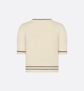 'CHRISTIAN DIOR' Short-Sleeved Sweater • Ecru Cashmere and Wool Knit