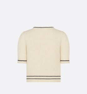'CHRISTIAN DIOR' Short-Sleeved Sweater • Ecru Cashmere and Wool Knit