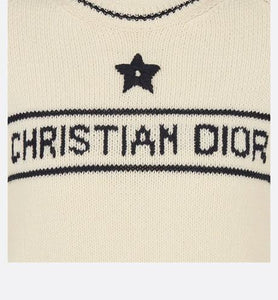 'CHRISTIAN DIOR' Short-Sleeved Sweater • Ecru Cashmere and Wool Knit
