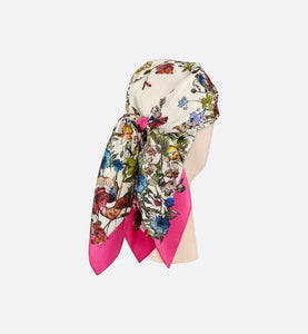 D-Millefiori Square Scarf • Fuchsia Silk Twill