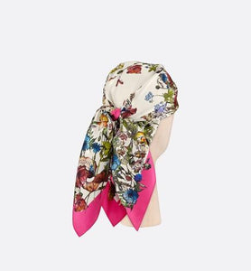 D-Millefiori Square Scarf • Fuchsia Silk Twill