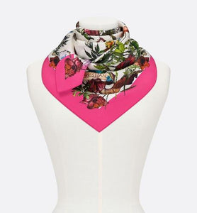 D-Millefiori Square Scarf • Fuchsia Silk Twill