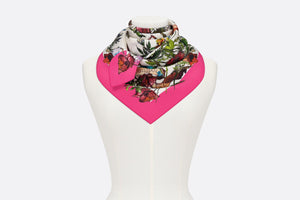 D-Millefiori Square Scarf • Fuchsia Silk Twill