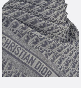 Dior Oblique Denim Shawl • Denim Blue Wool, Silk and Cashmere